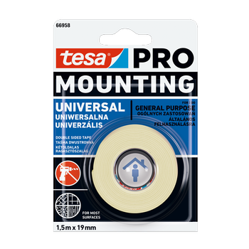 Taśma montażowa dwustronna Pro Mounting Universal 19mmx1,5m 66958-00006 Tesa