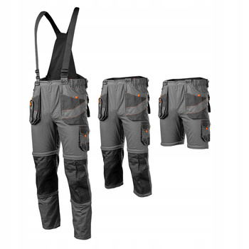 NEO SPODNIE ROBOCZE 6w1 100% COTTON SZELKI ODPINANE NOGAWKI 81-321-M
