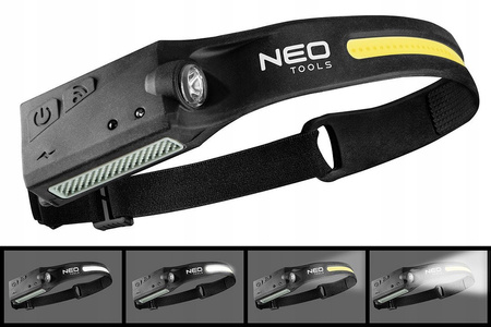 NEO LATARKA CZOŁOWA LED USB 2W1 350LM IPX4 AKUMULATOROWA 99-097