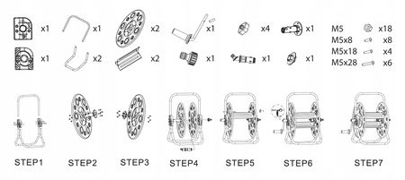 NEO WÓZEK STOJAK BĘBEN ZWIJACZ METAL WĄŻ OGRODOWY DO 100 M WĘŻA 1/2" 15-790