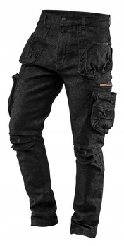 NEO SPODNIE ROBOCZE JEANS DENIM 5-KIESZENI CZARNE BAWEŁNA 81-233-L