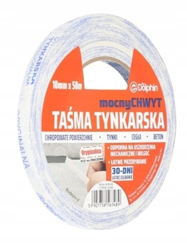 TAŚMA TYNKARSKA BIAŁA BLUE DOLPHIN 10MM x 50M 30 DNI