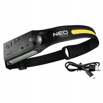 NEO LATARKA CZOŁOWA LED USB 2W1 350LM IPX4 AKUMULATOROWA 99-097